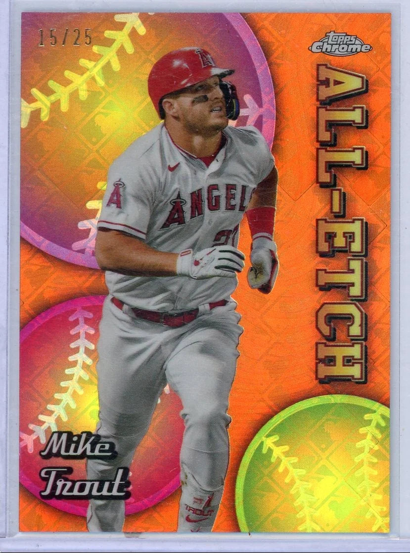 Mike Trout 2024 Topps Chrome Logofractor All-Etch orange ref. #'d 15/25