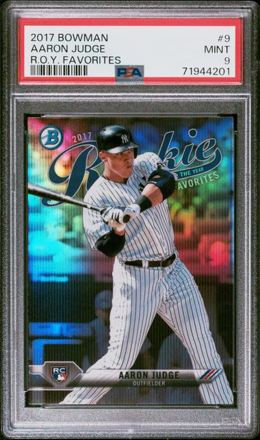 Aaron Judge 2017 Bowman ROY Favorites rookie card PSA 9