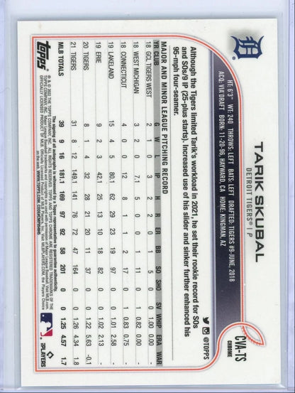 Tarik Skubal 2022 Topps Chrome Autograph #CVA-TS