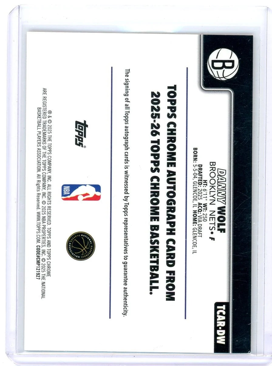 Danny Wolf 2025 Topps Chrome Basketball Gold Geometric Rookie Autograph #'d 50/50