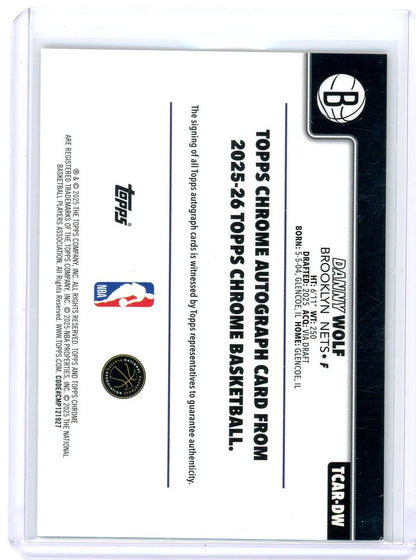 Danny Wolf 2025 Topps Chrome Basketball Gold Geometric Rookie Autograph #'d 50/50