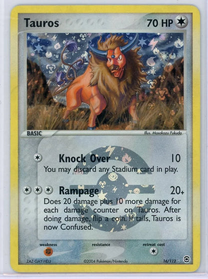 Tauros Pokémon Fire Red & Leaf Green Reverse Holo #16/112 LP