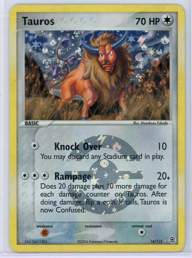 Tauros Pokémon Fire Red & Leaf Green Reverse Holo #16/112 LP