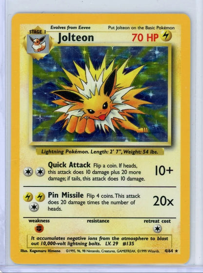 Jolteon Pokemon Jungle Unlimited Holo #4/64 LP