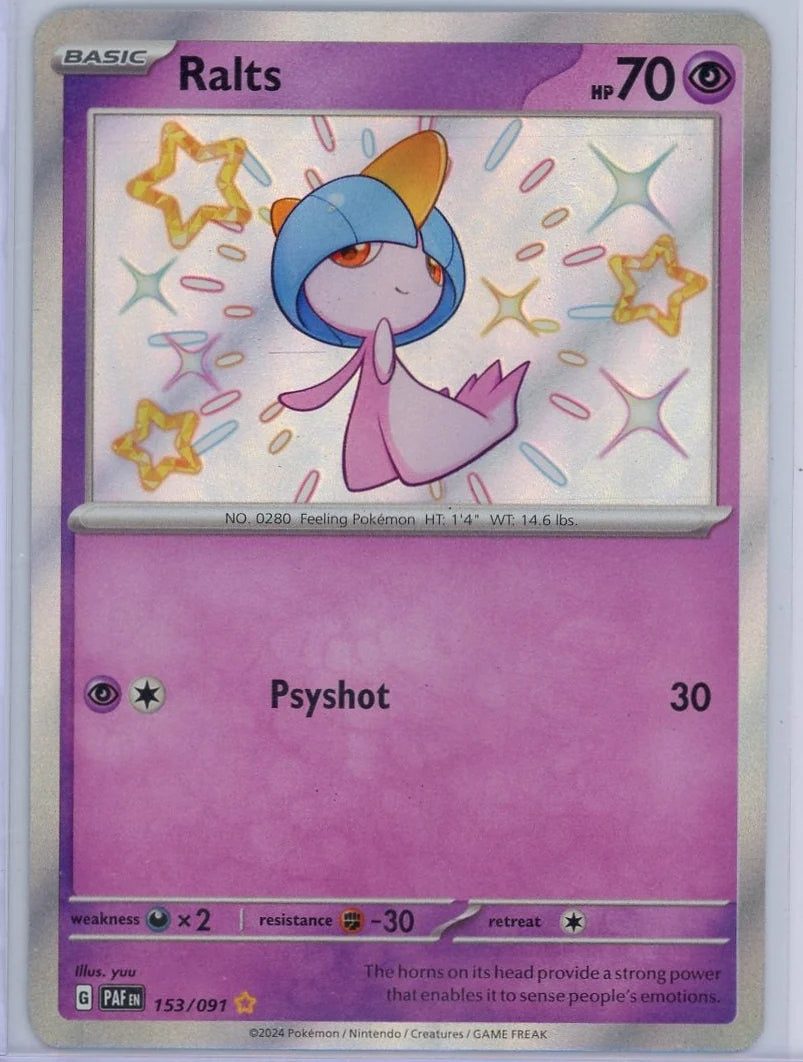Ralts 2024 Pokemon Paldean Fates Baby Shiny Rare 153/091
