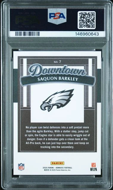 Saquon Barkley 2025 Panini Donruss Downtown PSA 10