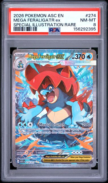 Mega Feraligatr ex 2026 Pokemon Ascended Heroes Special Illustration rare #274/217 PSA 8