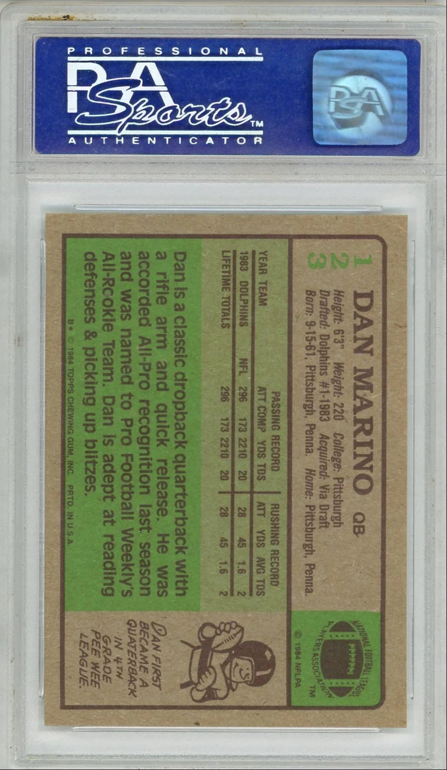 Dan Marino 1984 Topps #123 PSA 8