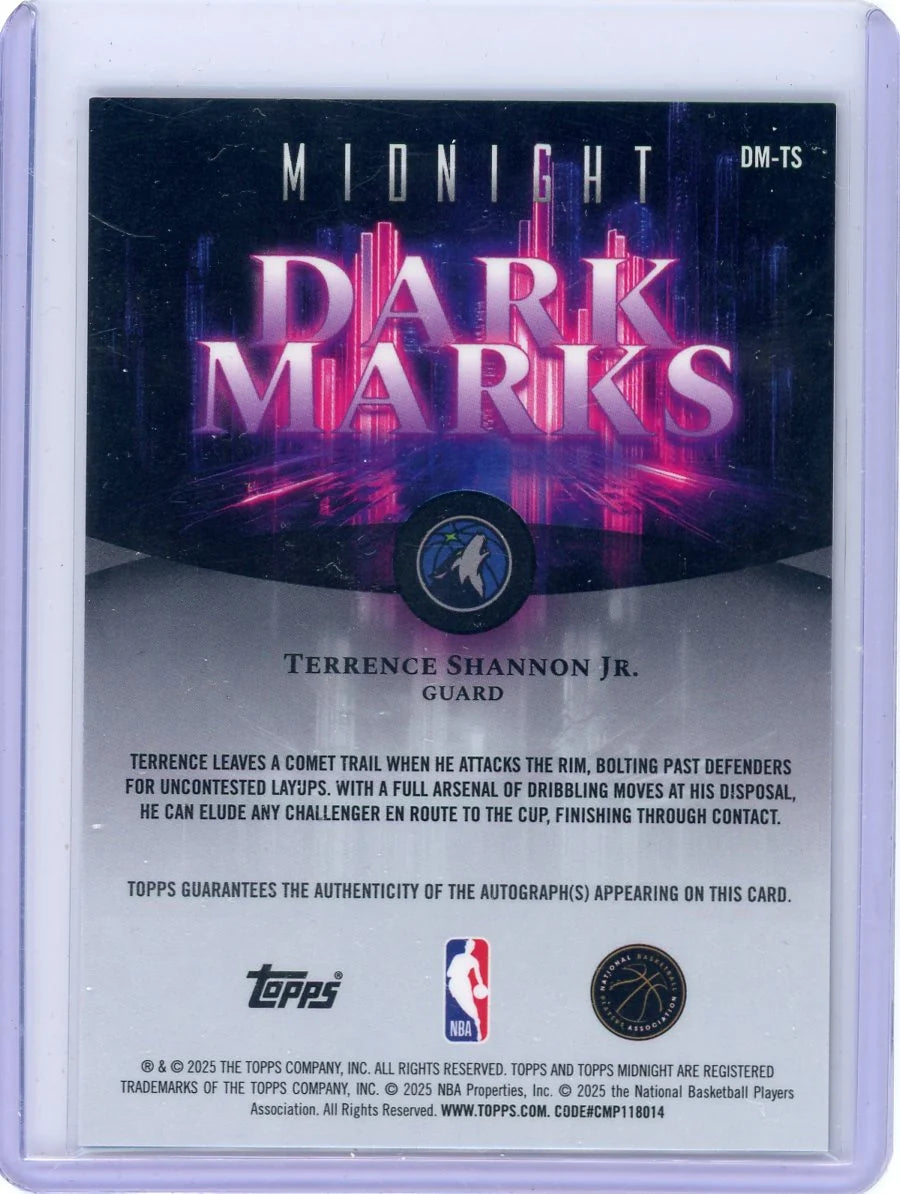 Terrence Shannon Jr. 2025-26 Topps Midnight Dark Marks Auto
