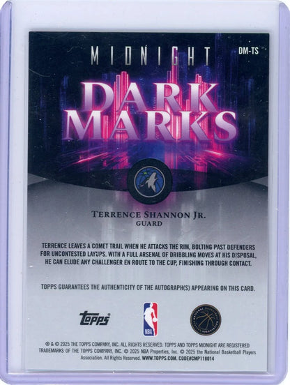 Terrence Shannon Jr. 2025-26 Topps Midnight Dark Marks Auto