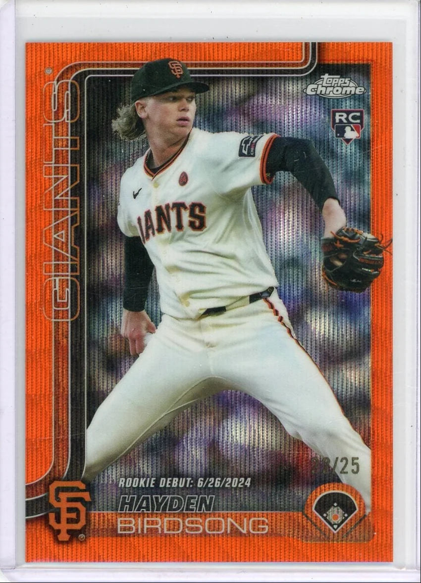 Hayden Birdsong 2025 Topps Chrome Update orange wave ref. autograph rookie card #'d 22/25