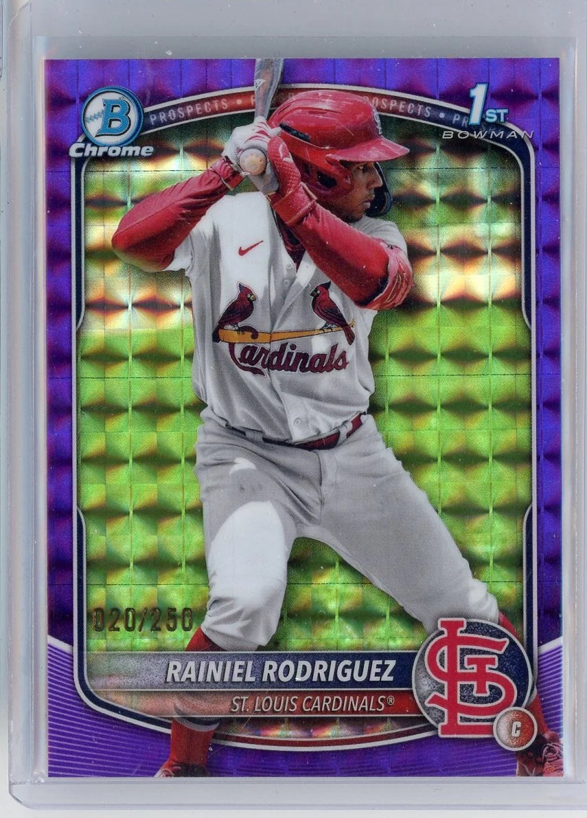 Rainiel Rodriguez 2025 1st Bowman Chrome purple geometric ref. #'d 020/250