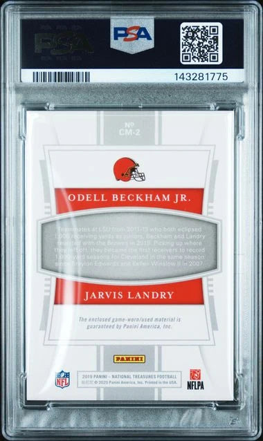 Odell Beckham Jr. Jarvis Landry 2019 Panini National Treasures NFL Gear Combo Materials #'d 17/35 PSA 10