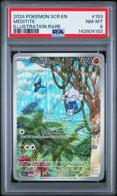 Meditite Pokémon Stellar Crown Illustration Rare #153/142 PSA 8