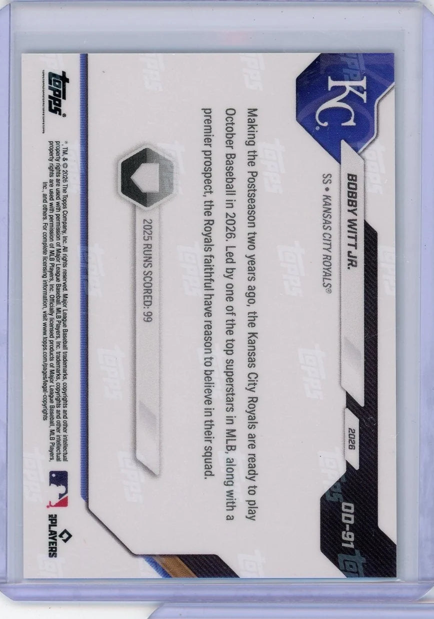 Bobby Witt Jr. 2026 Topps Now Opening Day Green Foil #'d 29/99