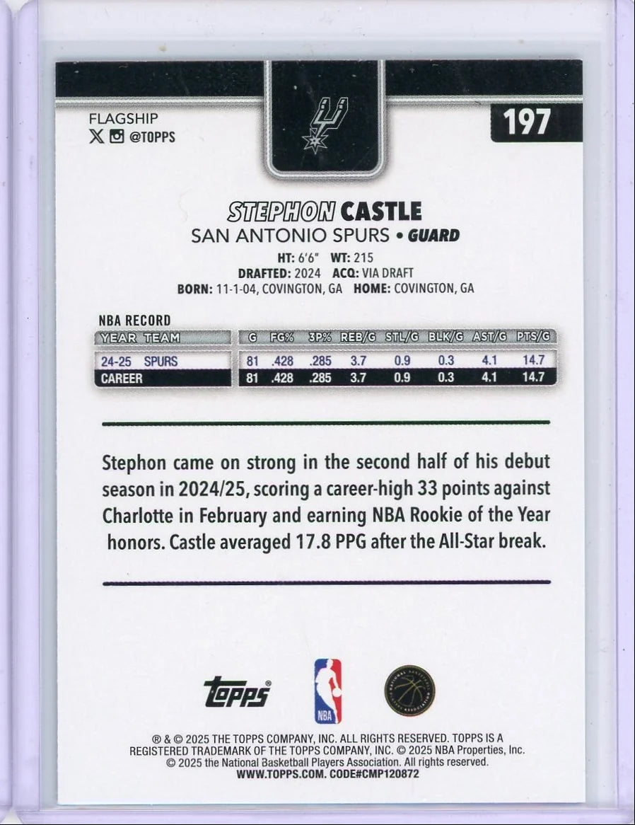 Stephon Castle 2025-26 Topps Blue Foil #'d 071/150