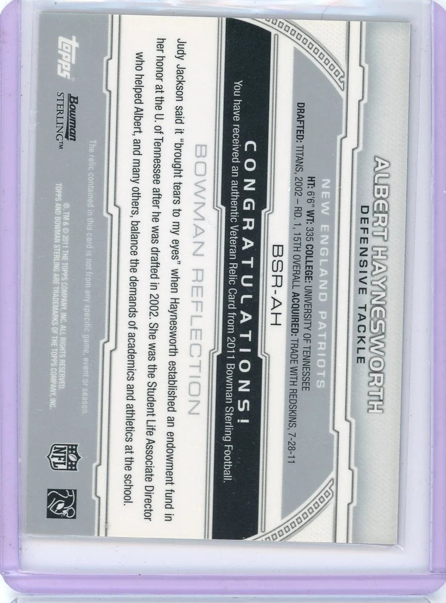Albert Haynesworth 2011 Bowman Sterling game-used relic #'d 48/99