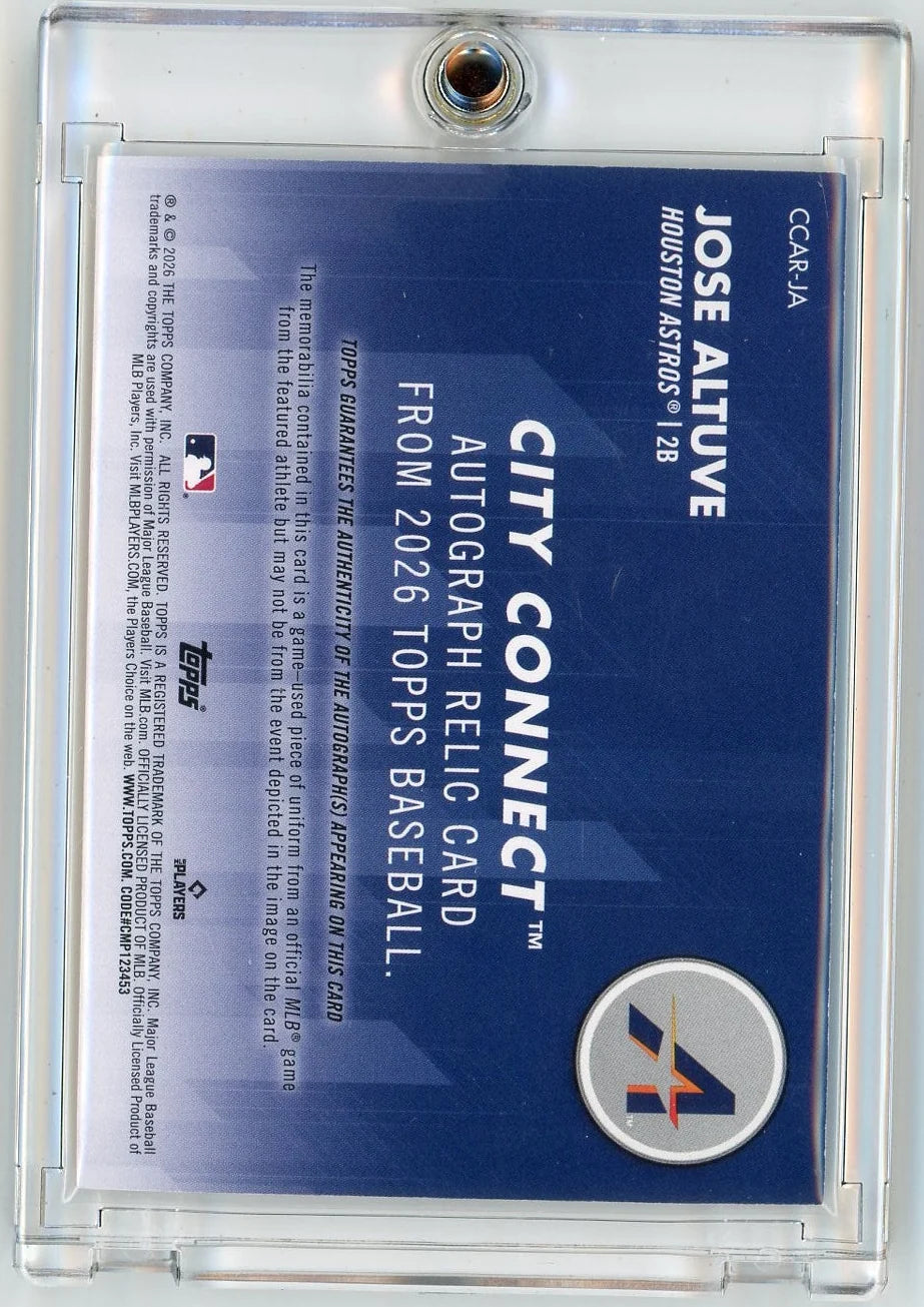 Jose Altuve 2026 Topps Series 1 City Connect Game-Used Patch Autograph #'d 99/99