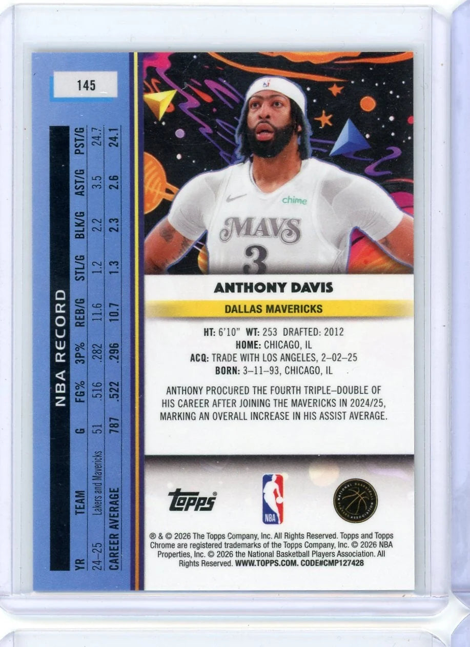 Anthony Davis 2025-26 Topps Chrome Cosmic Gold Interstellar Refractor #'d 23/50