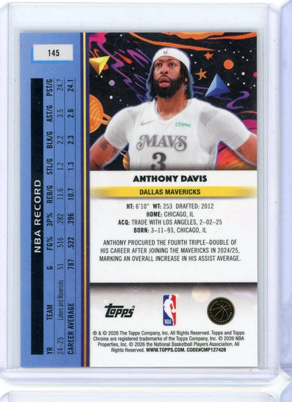 Anthony Davis 2025-26 Topps Chrome Cosmic Gold Interstellar Refractor #'d 23/50