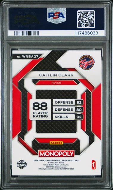 Caitlin Clark 2024 Panini Prizm Monopoly WNBA Insert PSA 10