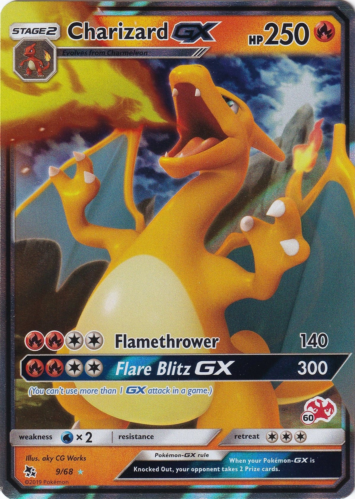 Charizard GX - 9/68 (#60 Charizard Stamped) (009/068) (Battle Academy) (BTA)