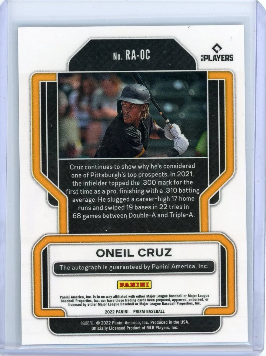 ONeil Cruz 2022 Panini Prizm autograph rookie card