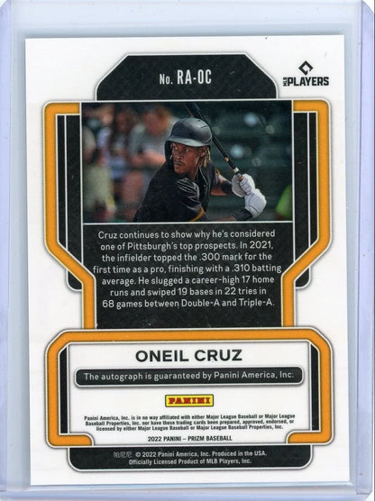ONeil Cruz 2022 Panini Prizm autograph rookie card