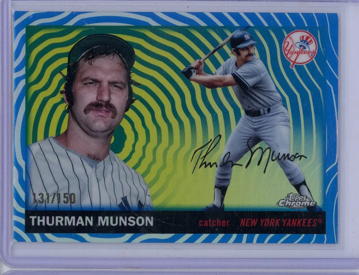 Thurman Munson 2025 Topps Chrome Platinum Vibrations blue ref. #'d 131/150