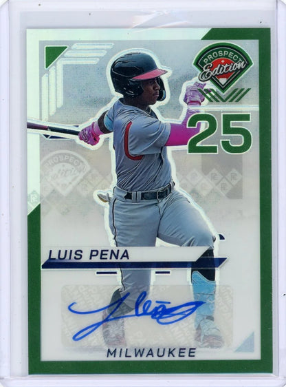 Luis Pena 2025 Panini Prospect Edition Auto Green Holo Prizm