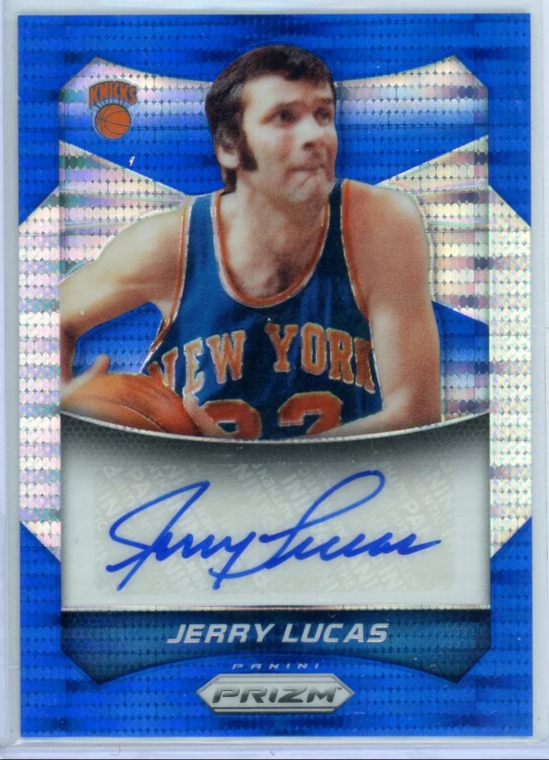 Jerry Lucas 2014-15 Panini Prizm autograph blue pulsar #'d 080/249