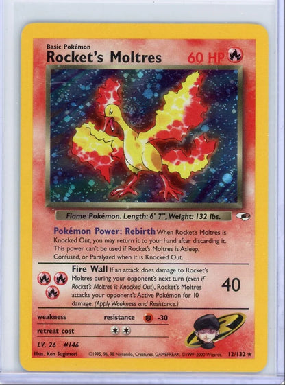 Rocket's Moltres 2000 Pokemon Gym Heroes holo #12/132