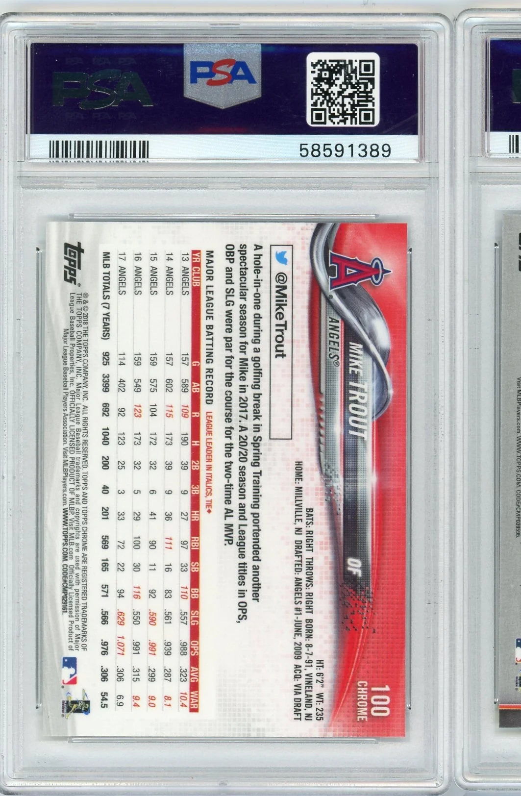 Mike Trout 2018 Topps Chrome Batting PSA 10
