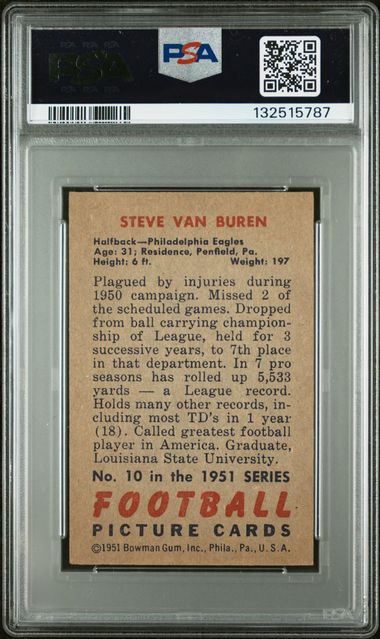 Steve Van Buren 1951 Bowman #10 PSA 6