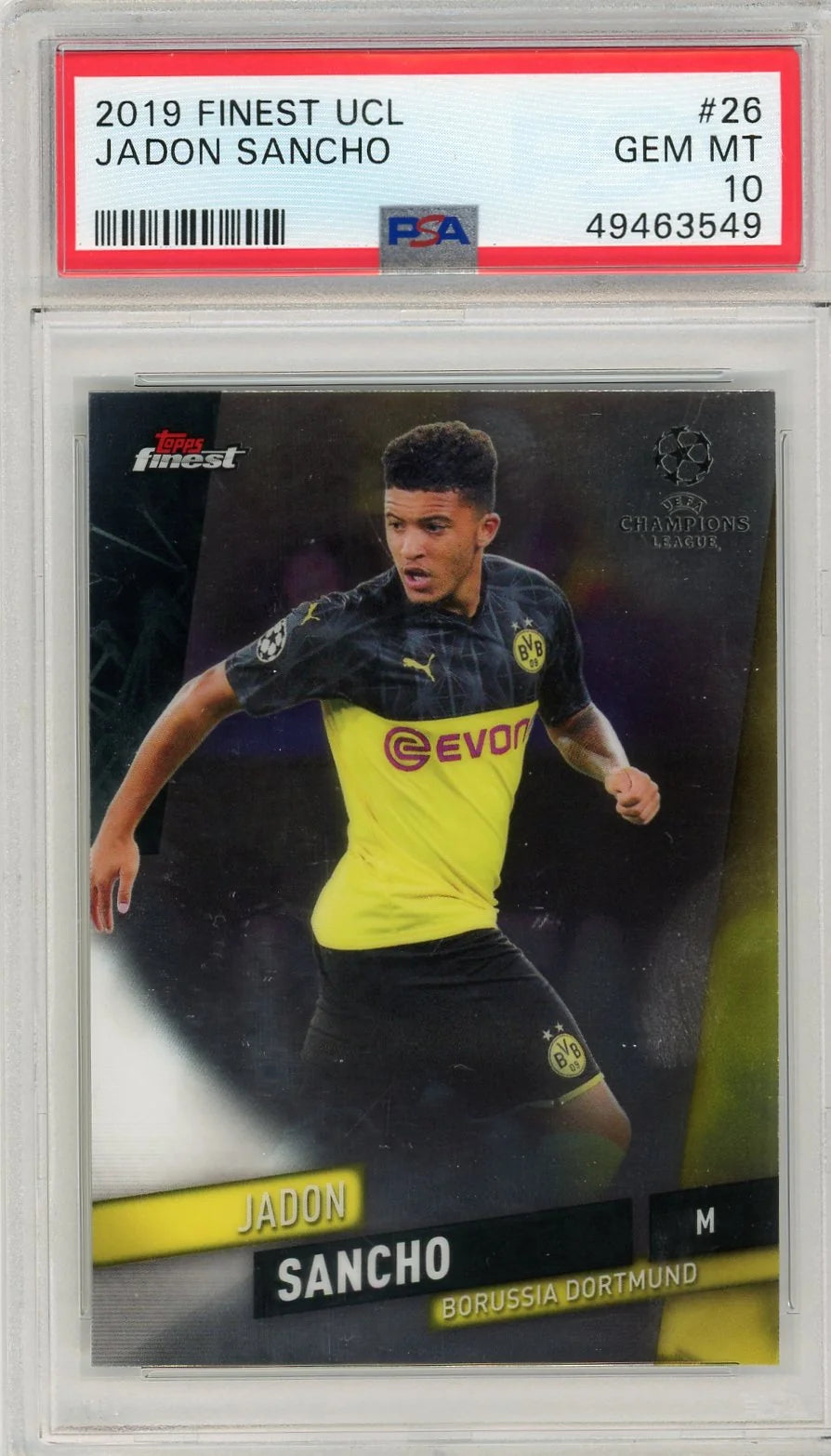Jadon Sancho 2019 Topps Finest PSA 10