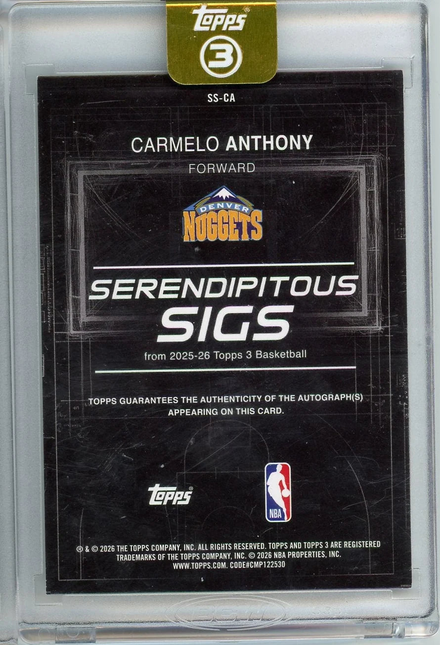 Carmelo Anthony 2025-26 Topps 3 Basketball Serendipitous Signatures #'d 10/49
