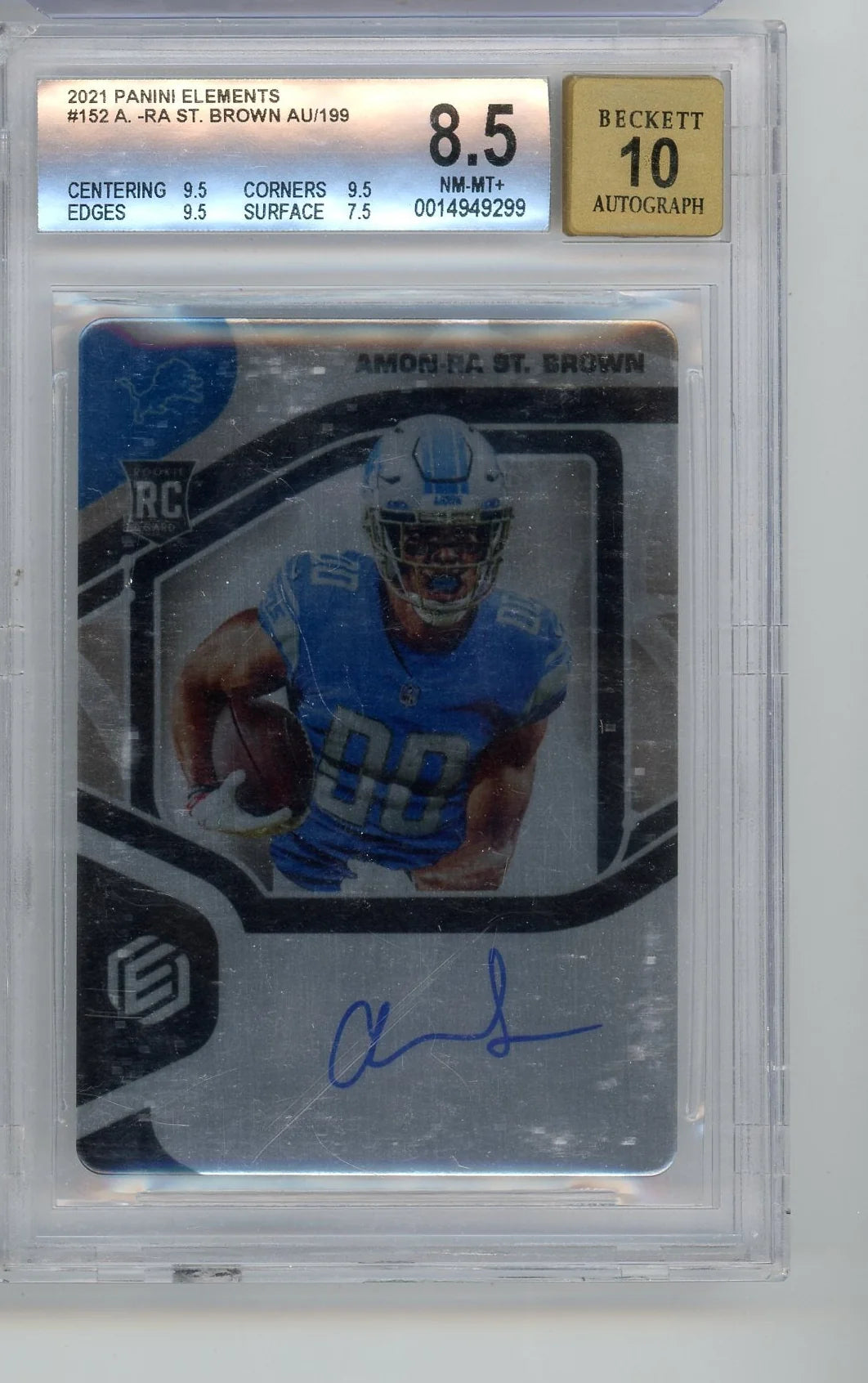 Amon-Ra St. Brown 2021 Panini Elements autograph #'d 13/199 BGS 8.5 AUTO 10