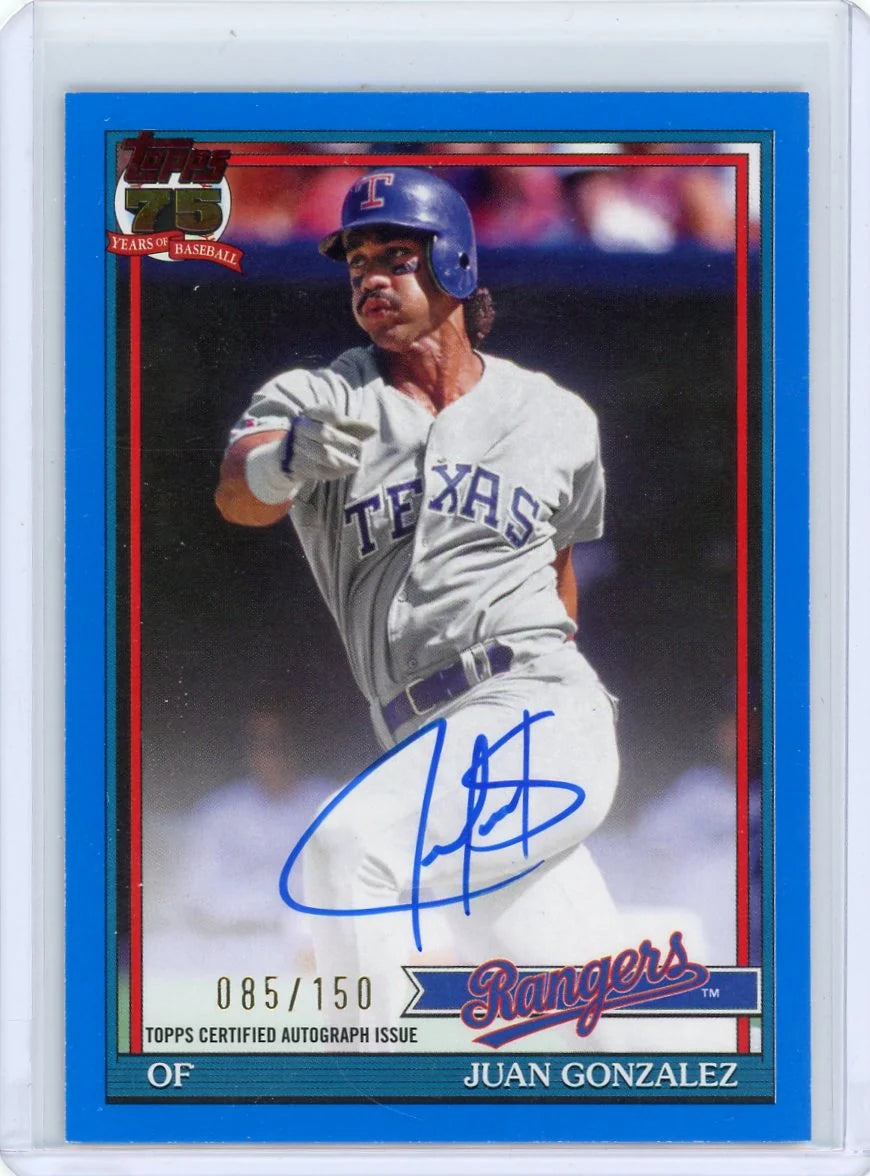 Juan Gonzalez 2026 Topps Series One 1991 Topps Baseball Autograph Blue #'d 085/150