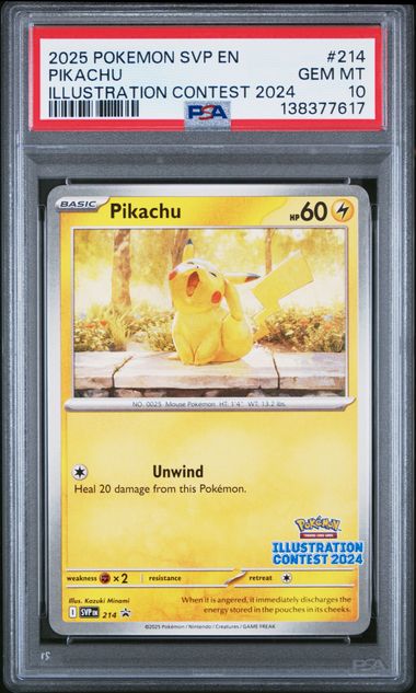 Pikachu 2025 Pokémon Illustration Contest #214 PSA 10