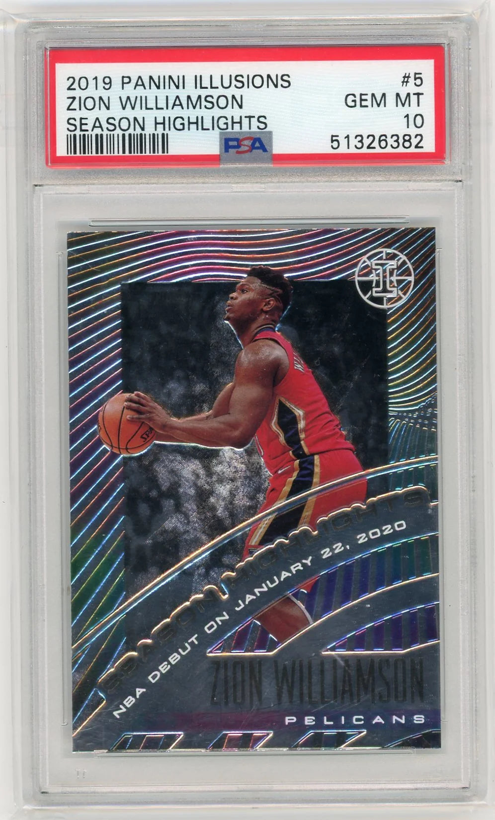 Zion Williamson 2019 Panini Illusions Season Highlights Rookie Card PSA 10