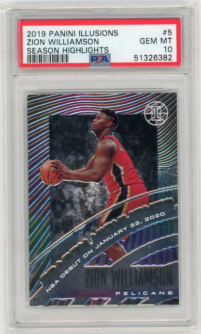 Zion Williamson 2019 Panini Illusions Season Highlights Rookie Card PSA 10