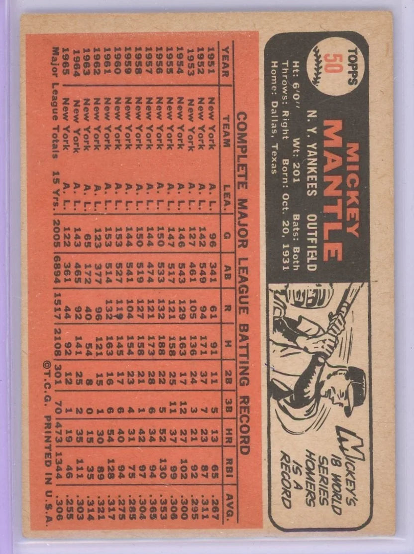 Mickey Mantle 1966 Topps #50 (OC)