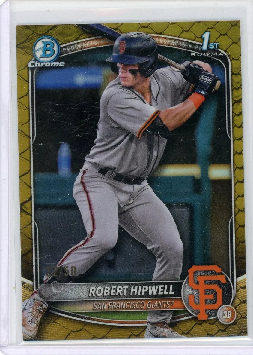 Robert Hipwell 2025 1st Bowman Chrome Gold Reptilian ref. #'d 32/50