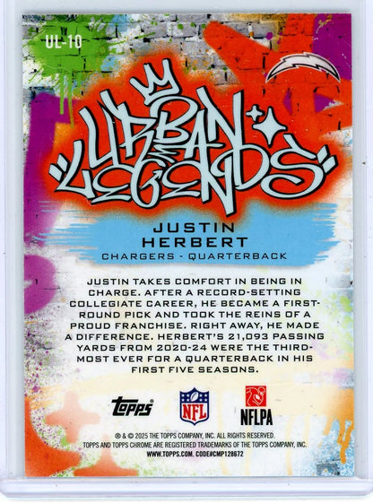 Justin Herbert 2025 Topps Chrome Urban Legends SSP