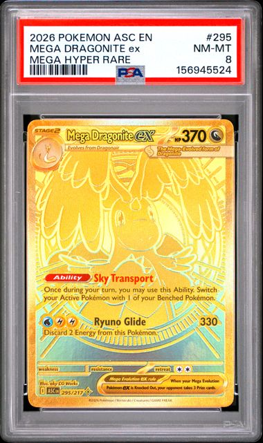 Mega Dragonite ex Pokémon Ascended Heroes Mega Hyper Rare #295/217 PSA 8