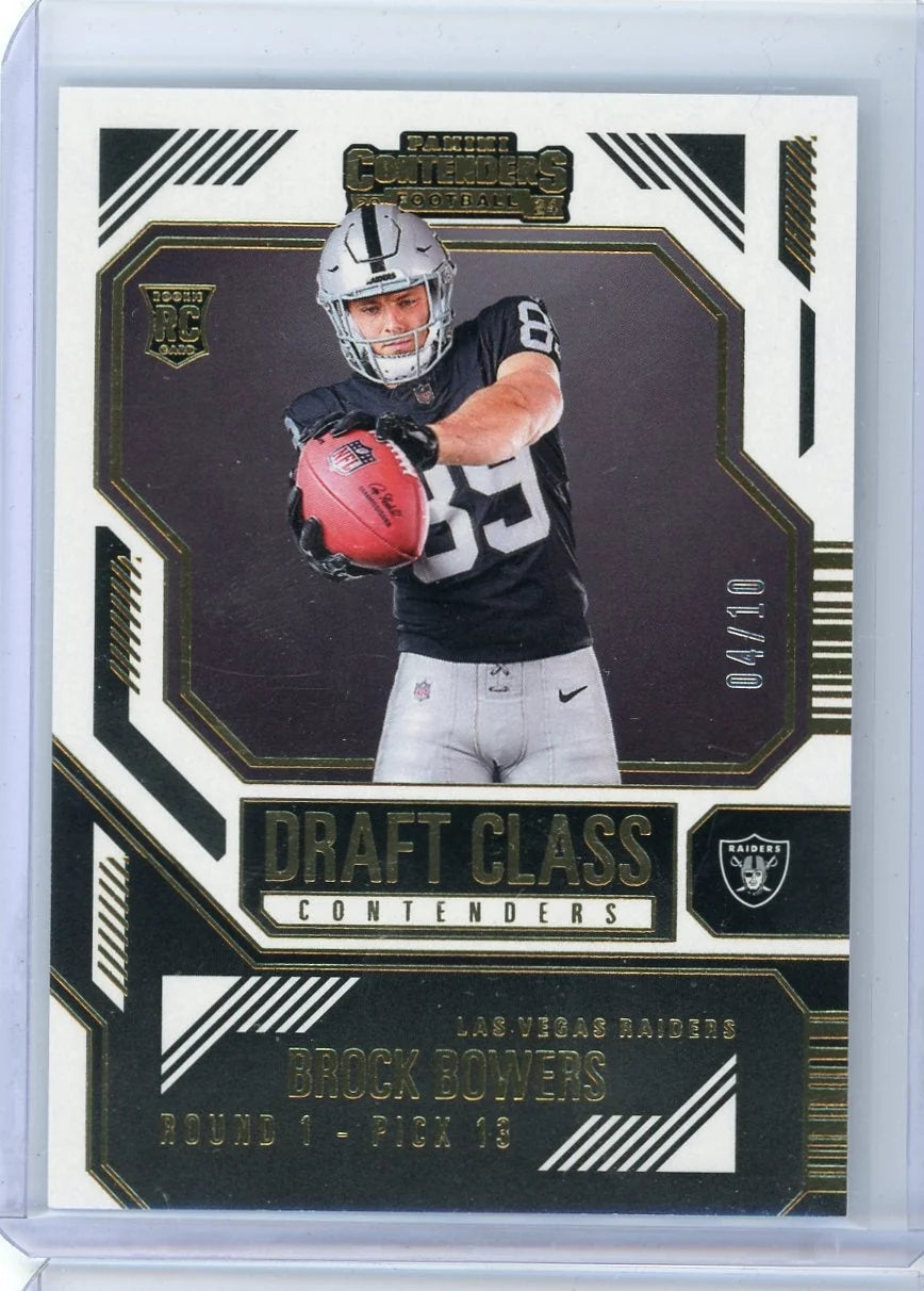 Brock Bowers 2024 Panini Contenders Draft Class gold rookie card #'d 04/10