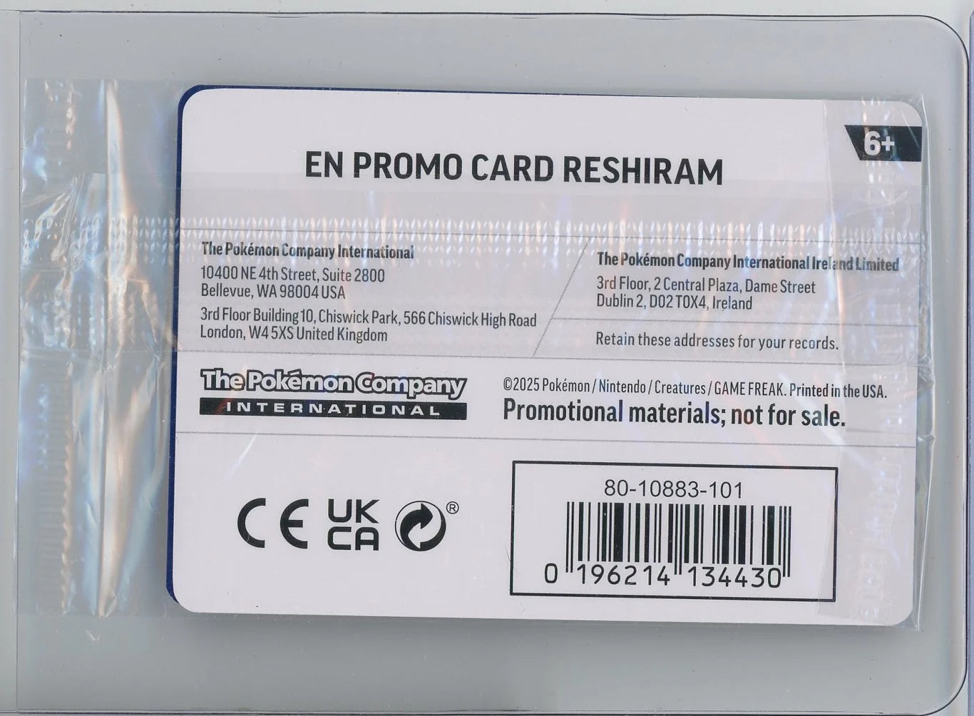Reshiram Pokémon Phantasmal Flames Sealed Cosmos Holo Promo #017/094