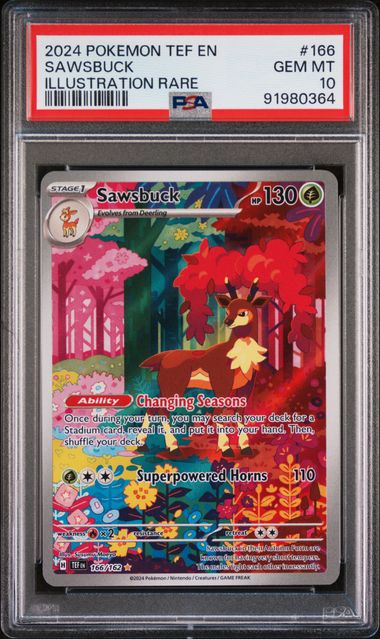 Sawsbuck Pokémon Temporal Forces Illustration Rare #166/162 PSA 10