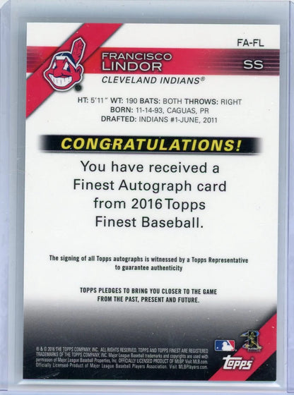 Francisco Lindor 2016 Topps Finest Autograph