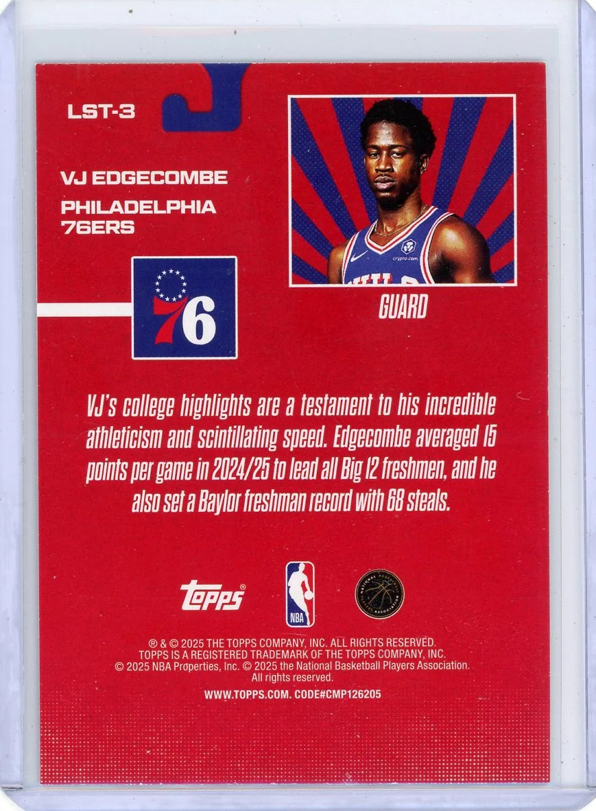 VJ Edgecomb 2025-26 Topps Limited Stock Legends RC